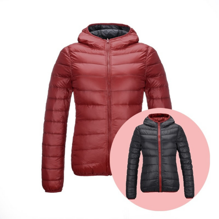 Levoire | Veste réversible en duvet pour femmes Rot & Schwarz