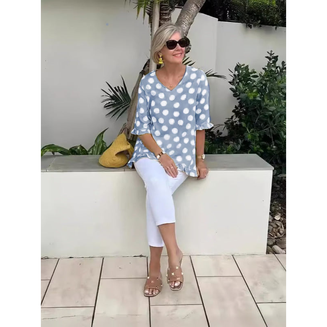 Levoire | Chemisier Élégant À Pois Pour - Femmes - Manches À Volants