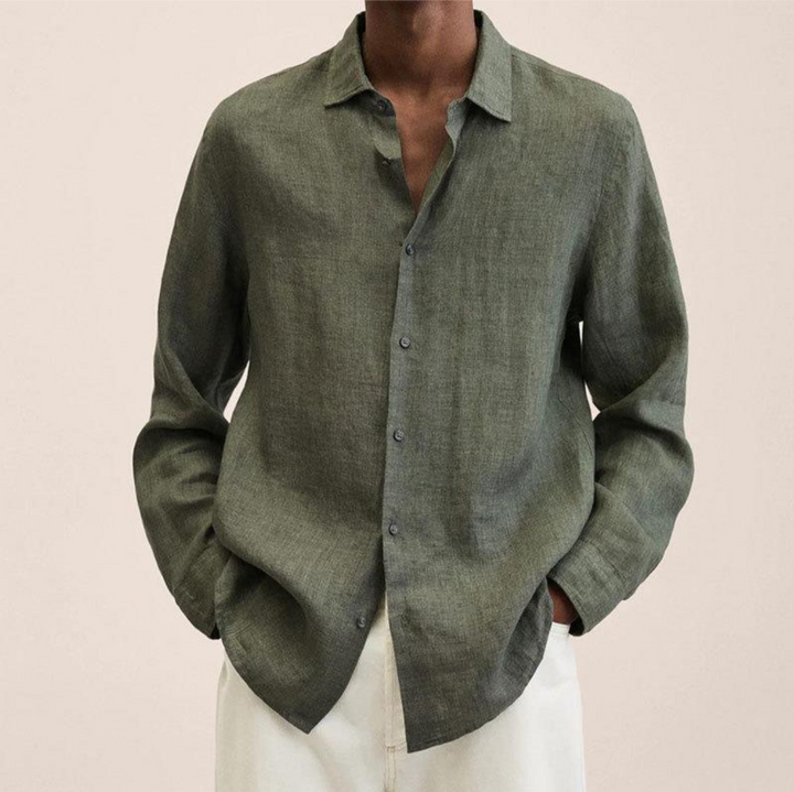 Levoire | Chemise En Lin FR Hommes Long Armée verte