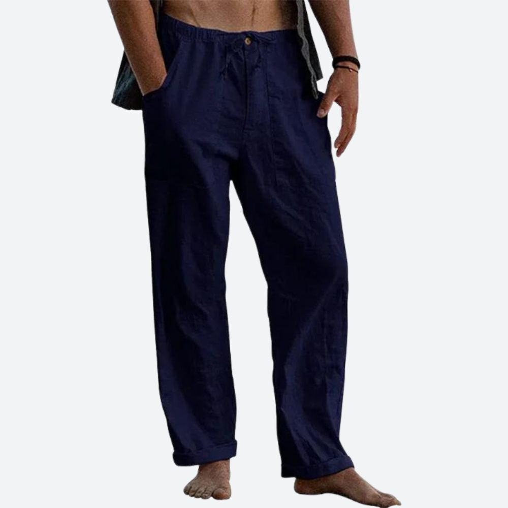 Levoire | Pantalon en lin décontracté pour hommes Pantalon d'été idéal pour hommes Bleu marine