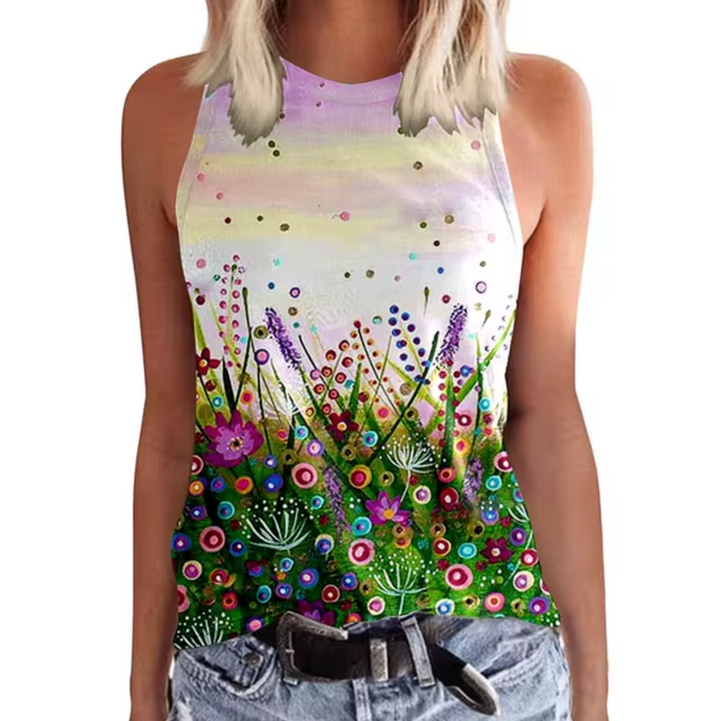 Levoire | T-Shirts Sans Manches Avec Imprimé Floral Blanc violet