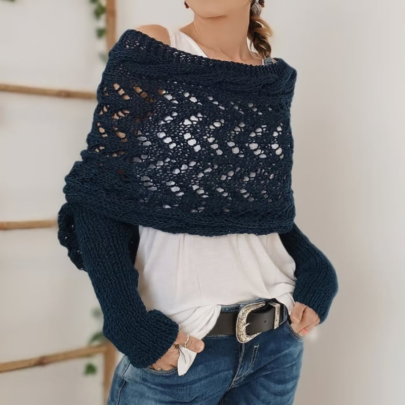 Levoire | Écharpe tricot boho pour femmes, flatteuse et confortable pour les femmes Bleu foncé
