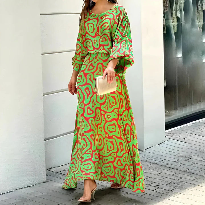 Levoire | Robe Maxi Col Rond Colorée Été Jaune-vert