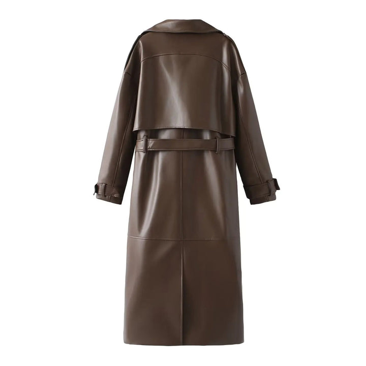 Levoire | Bordeaux-Rouge Manteau En Simili Cuir Pour Femmes Braun