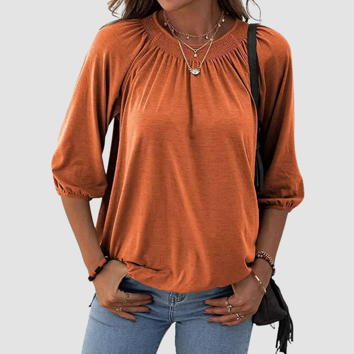 Levoire | Loose Fit Femme Top À Manches Mi-Longues Orange