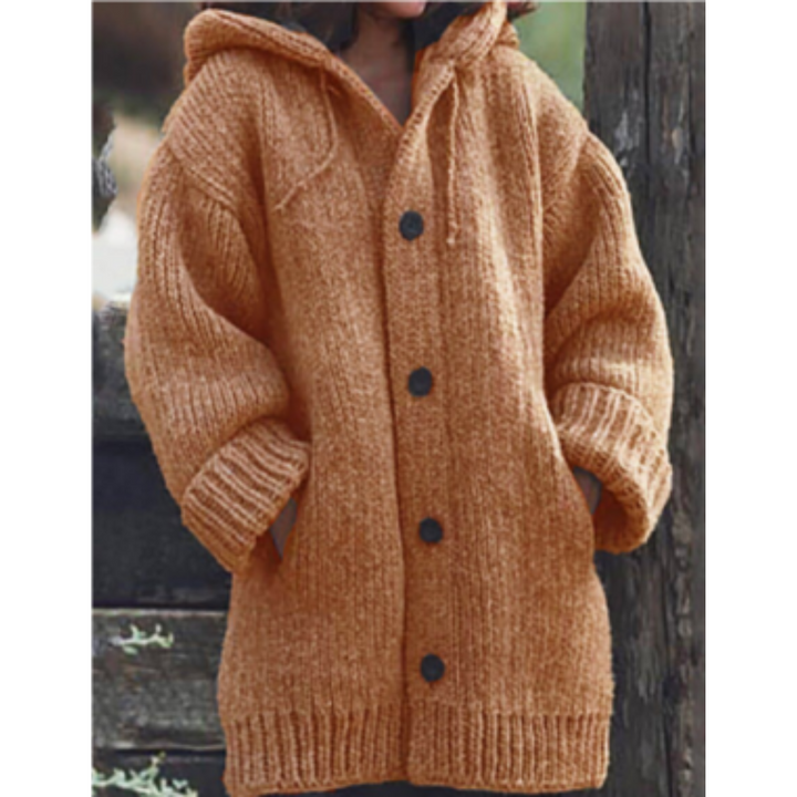 Levoire | Manteau Douillet Avec Capuche Et Boutons Pour Femme Orange