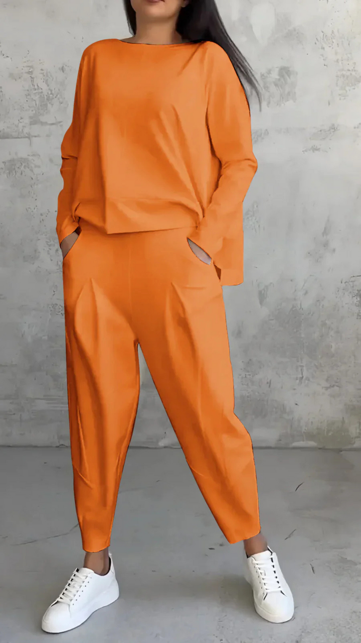 Levoire | Ensemble Minimaliste Printemps Femmes Deux Pièces Orange