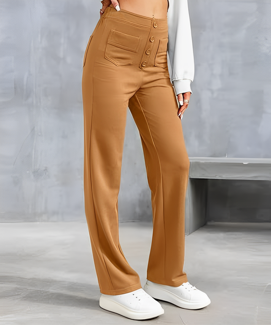 Levoire | Pantalons de loisirs taille haute Braun