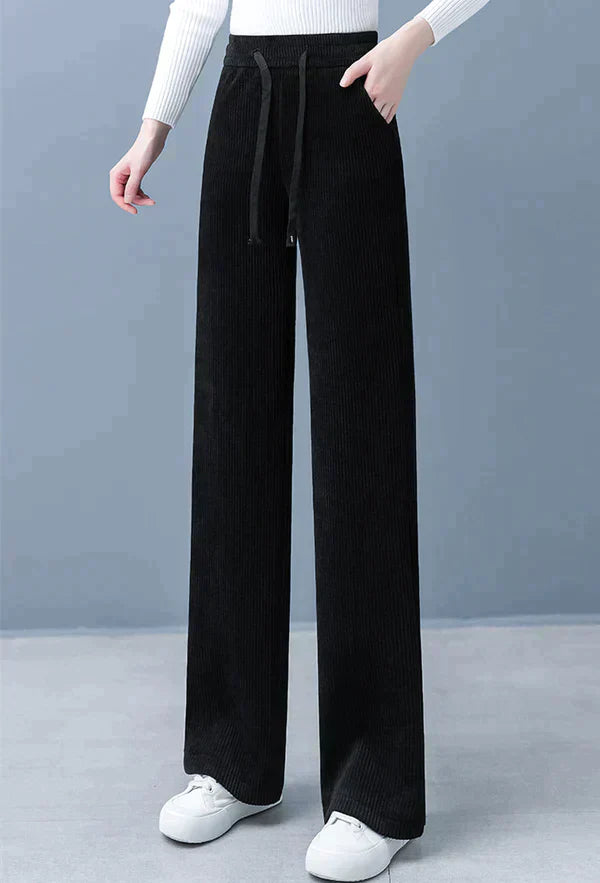 Levoire | Pantalons droits unicolores à jambe large Noir