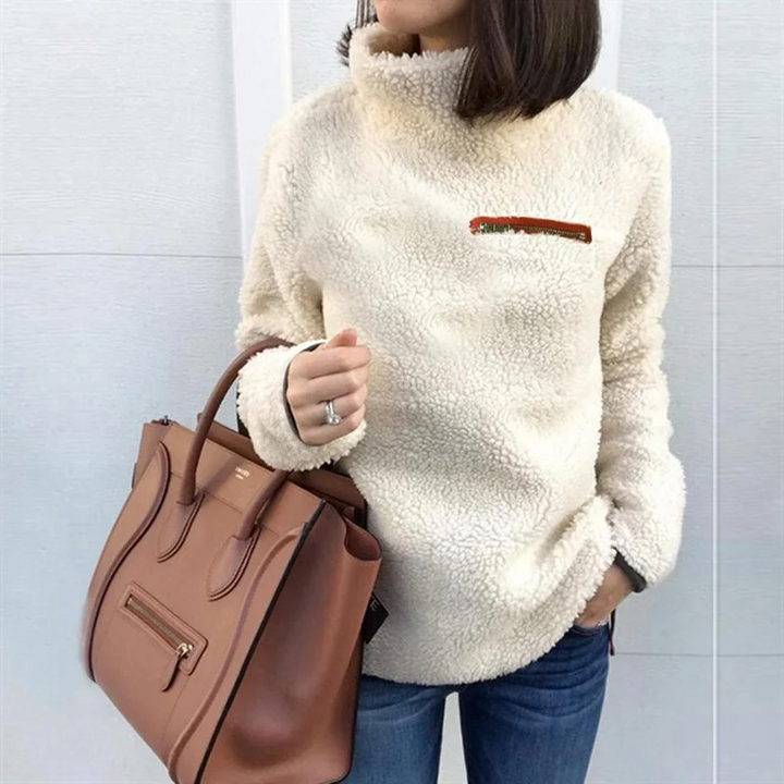 Levoire | Chemise à col pour femmes en polaire, chaude et confortable Beige