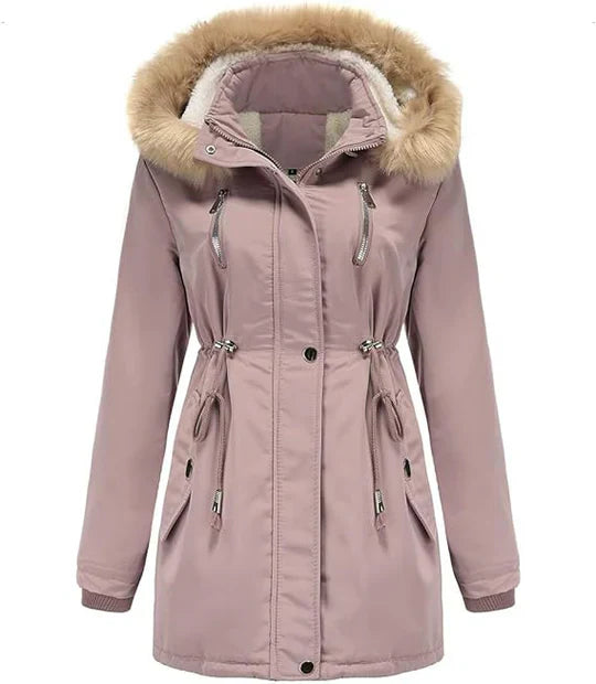 Levoire | Manteau Long Capuche Fausse Fourrure Rosa