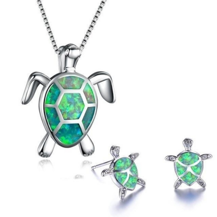 Levoire | Collier Tortue + Boucles D'Oreilles En Opale Et Argent Argent Légumes