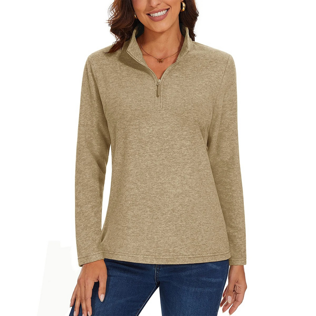 Levoire | Pull femme à fermeture éclair, motif en côtes et confort Braun