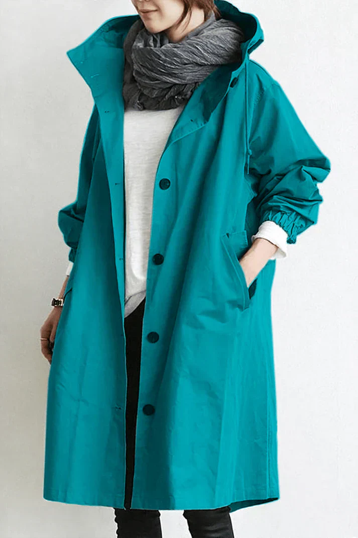 Levoire | Trench-Coat Imperméable Avec Capuche Turquoise