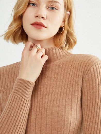 Levoire | Col Montant Mi-Long Viscose Kamel Or