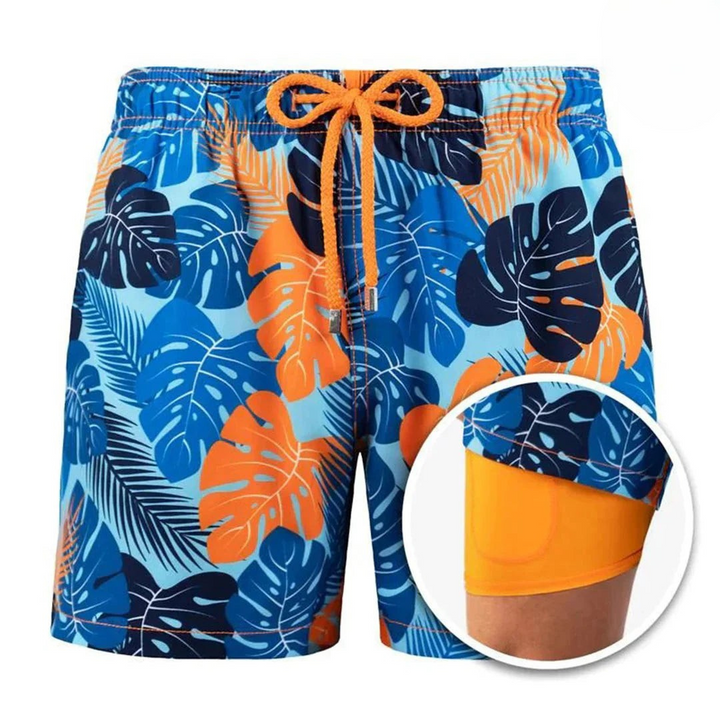 Levoire | Hommes Short de bain à 2 couches Vêtements de bain stylés pour hommes Tropical