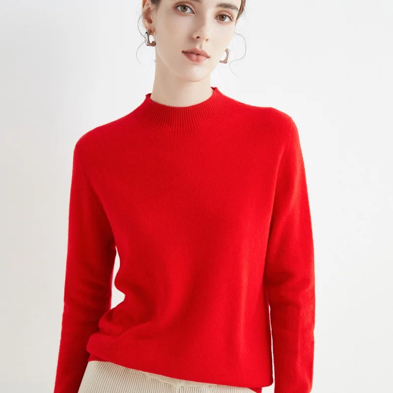 Levoire | Cachemire Gilet Femme Col Rond Doux et Léger Pull Rot