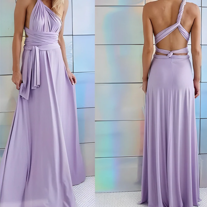 Levoire | Robe maxi portefeuille pour les invitées de mariage pour femmes Violet