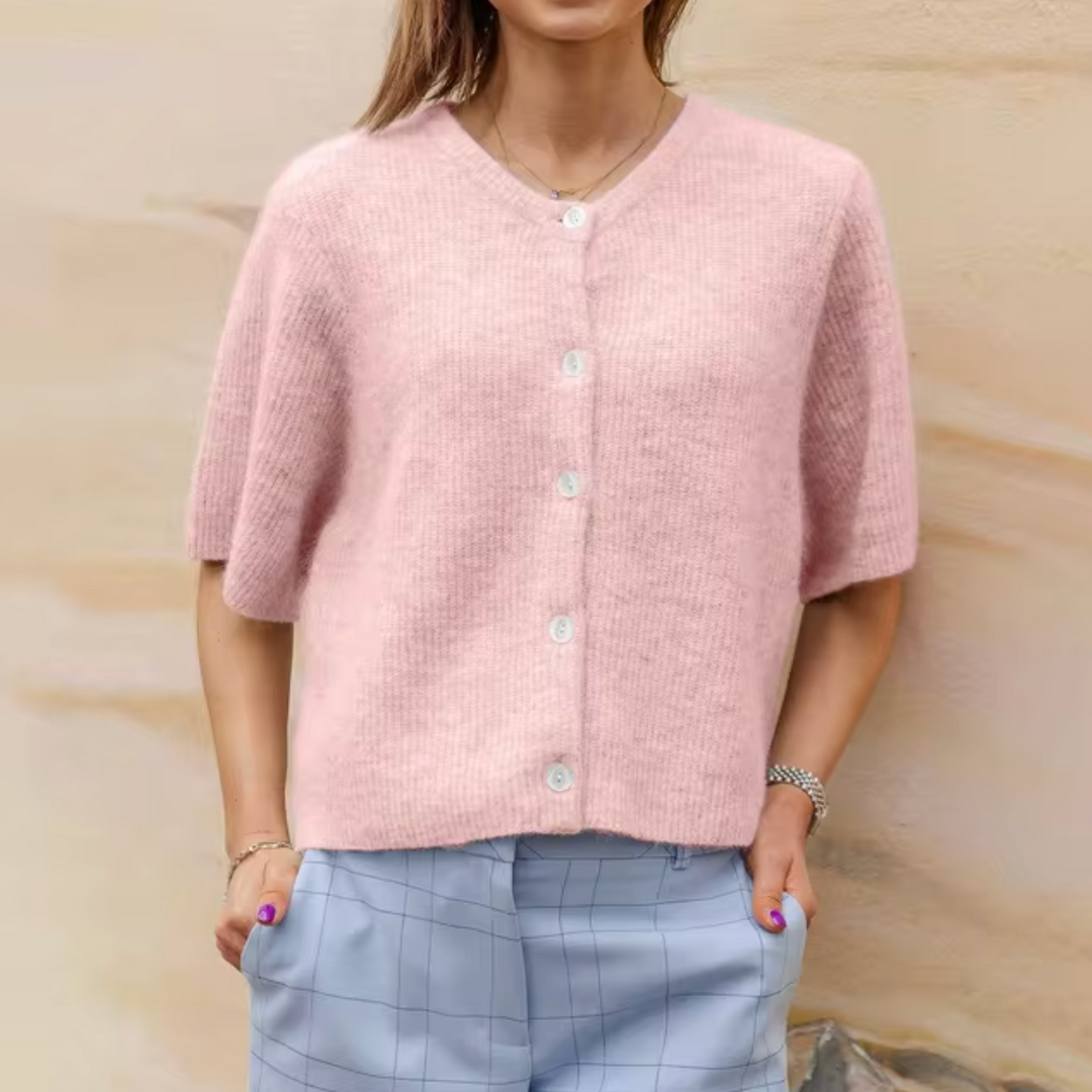Levoire | Veste En Tricot Courte Avec Boutons Pour Femmes Rosa