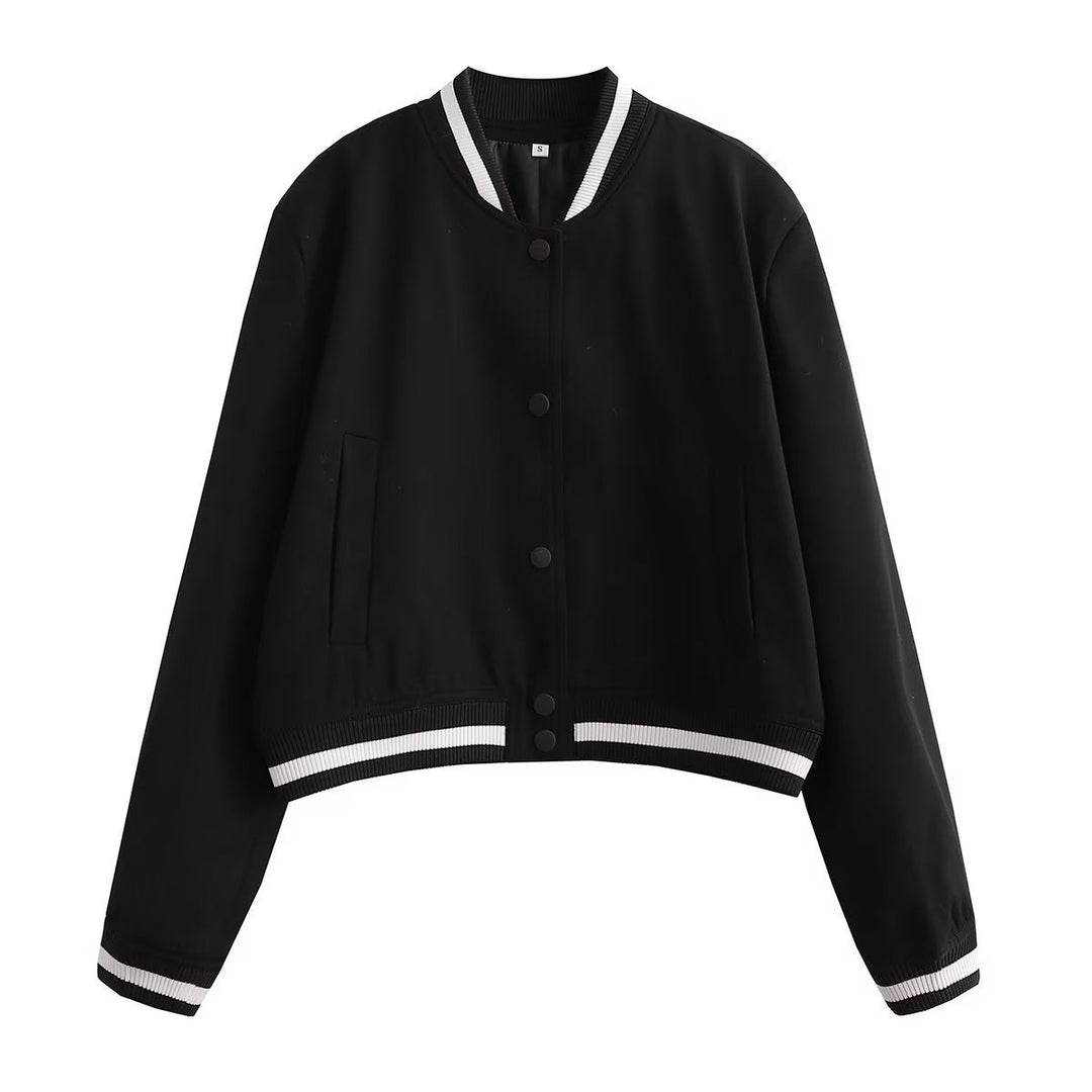 Levoire | Veste Courte Tendance Pour Femmes Avec Col Bomber Noir
