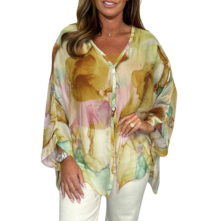 Levoire | Design Abstrait Acrylique Coule Pull Brun et rose