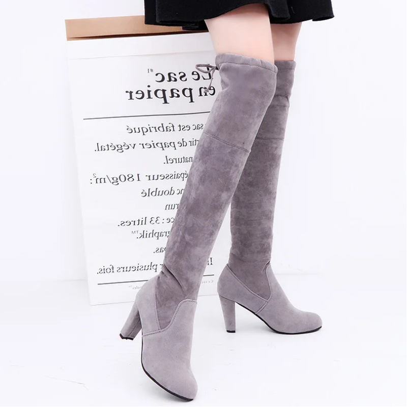 Levoire | Cuissardes à Talon Bas, Lacets, Coupe Tendance Gris
