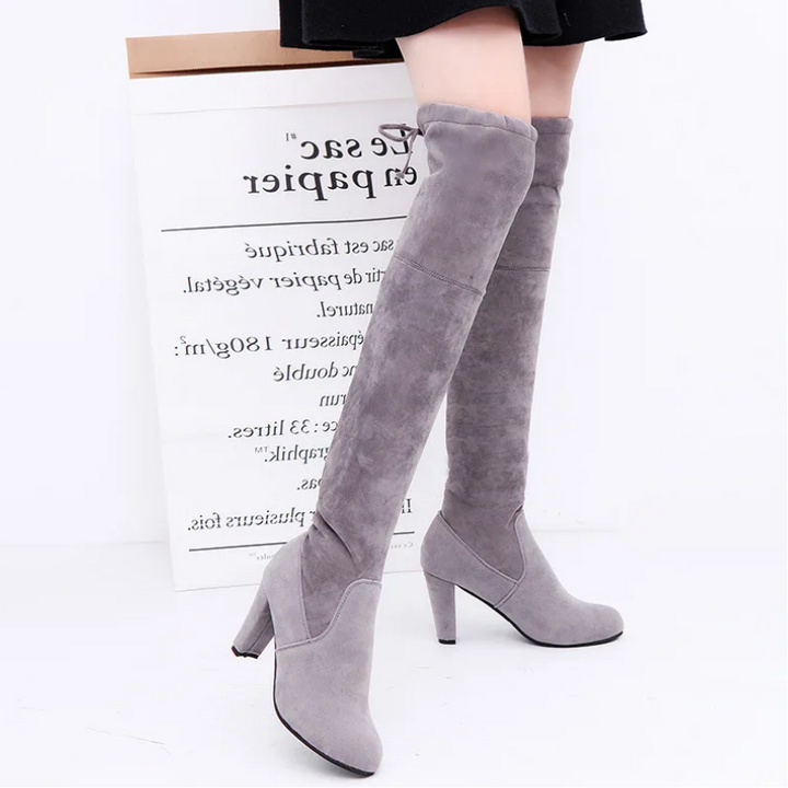Levoire | Cuissardes à Talon Bas, Lacets, Coupe Tendance Gris