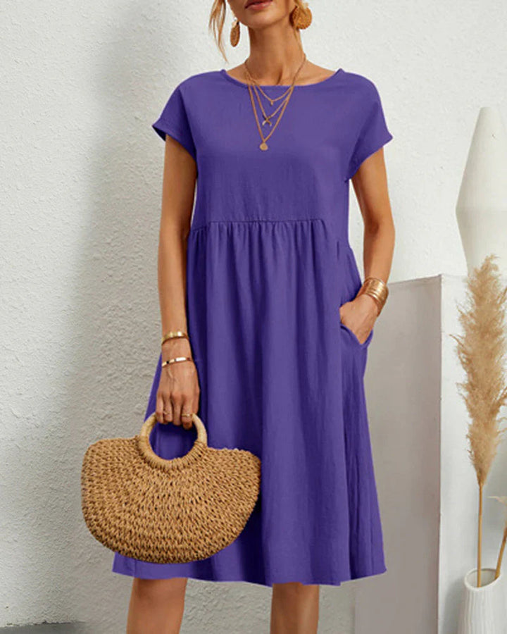 Levoire | Robe Midi À Encolure Ronde Et Poches Violet