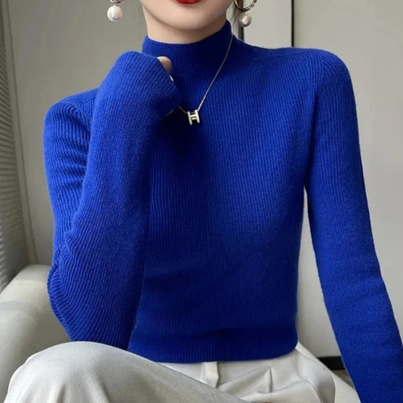 Levoire | Femme Haut Col Roulé Ribbitty Pull Doux Et Élégant Haut Col Roulé Femme Bleu