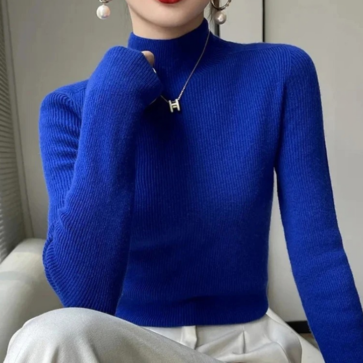 Levoire | Femme Haut Col Roulé Ribbitty Pull Doux Et Élégant Haut Col Roulé Femme Bleu