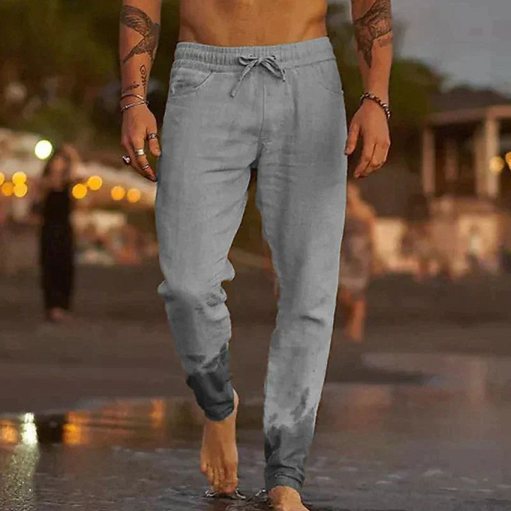 Levoire | Pantalon en lin pour hommes Pantalon tendance pour hommes Gris
