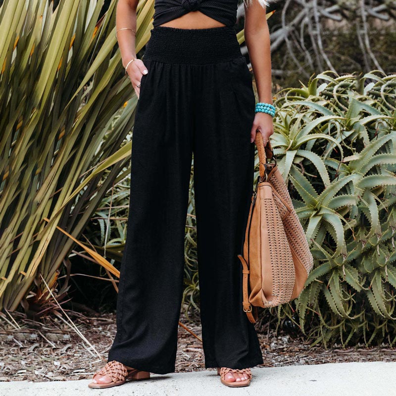 Levoire | Pantalons Décontractés À Jambes Larges Et Poches Noir