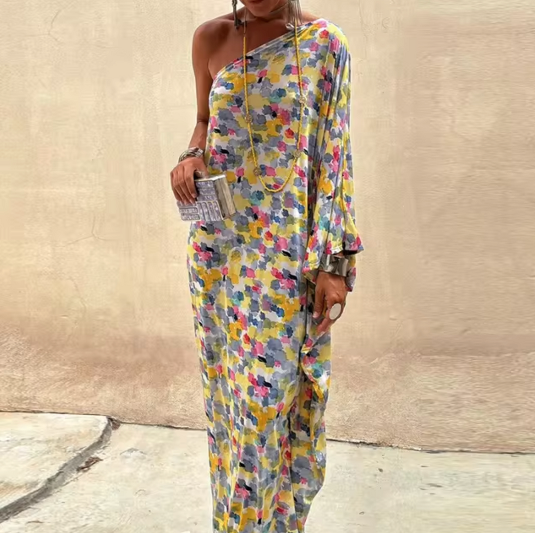 Levoire | Robe Longue Avec Motif Floral Et Une Épaule