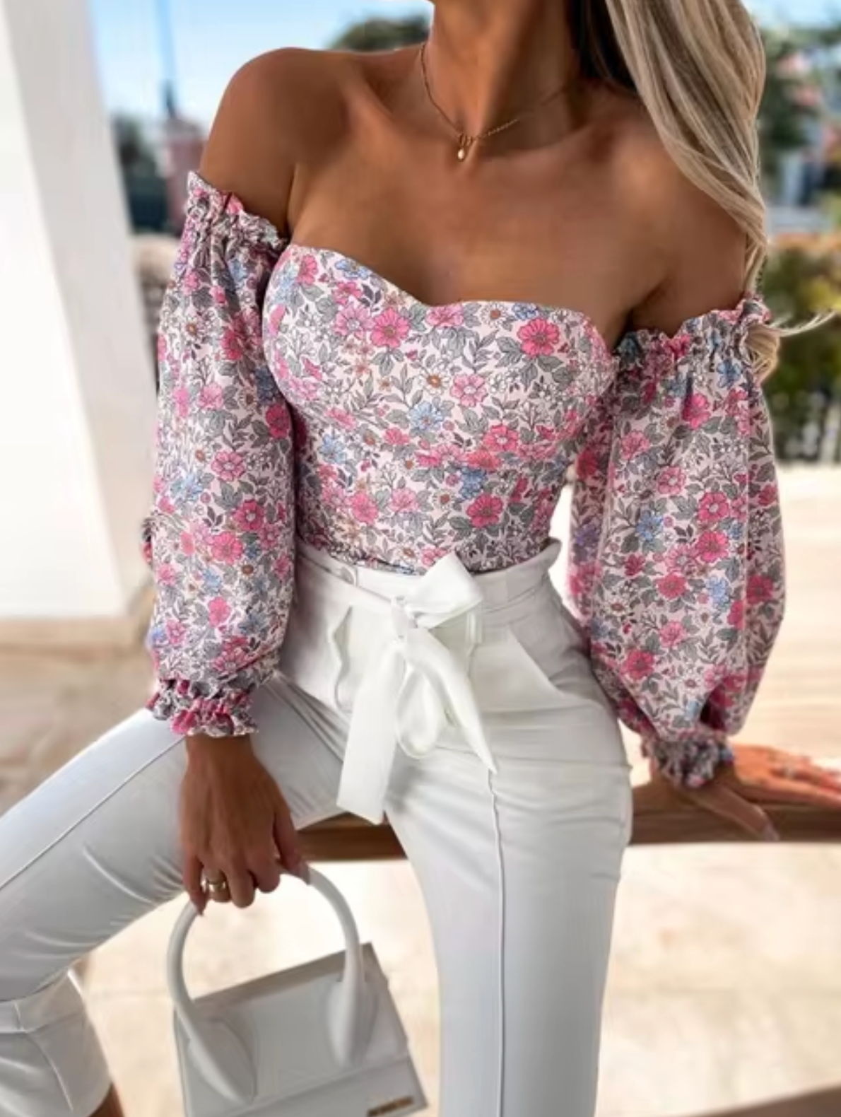 Levoire | Tops Avec Épaules Nues Rosa Blanc