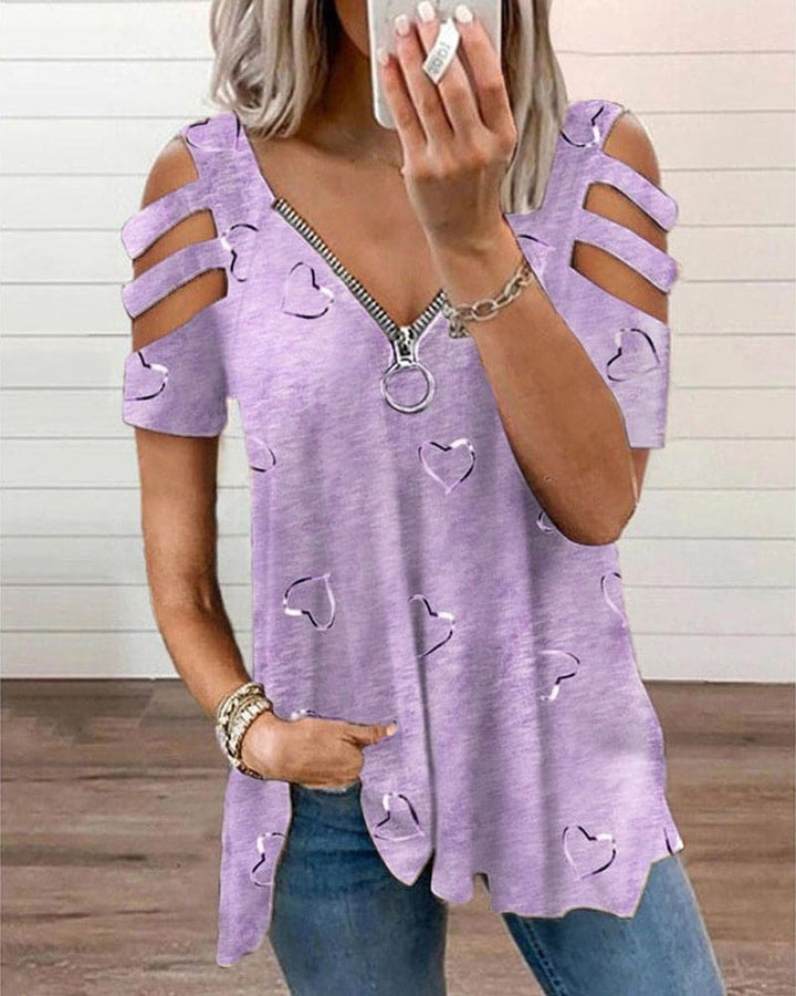 Levoire | T-Shirt Avec Impression De Cœur Et Fermeture Éclair Lila