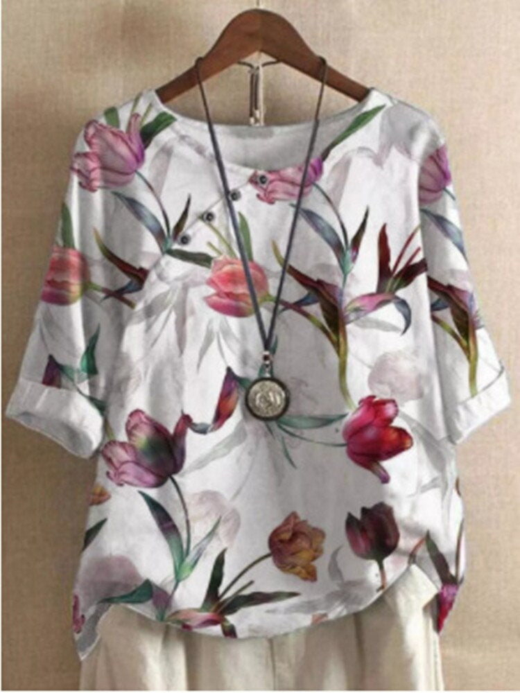 Levoire | Blouse Pour Dames Imprimee Confortable Rose