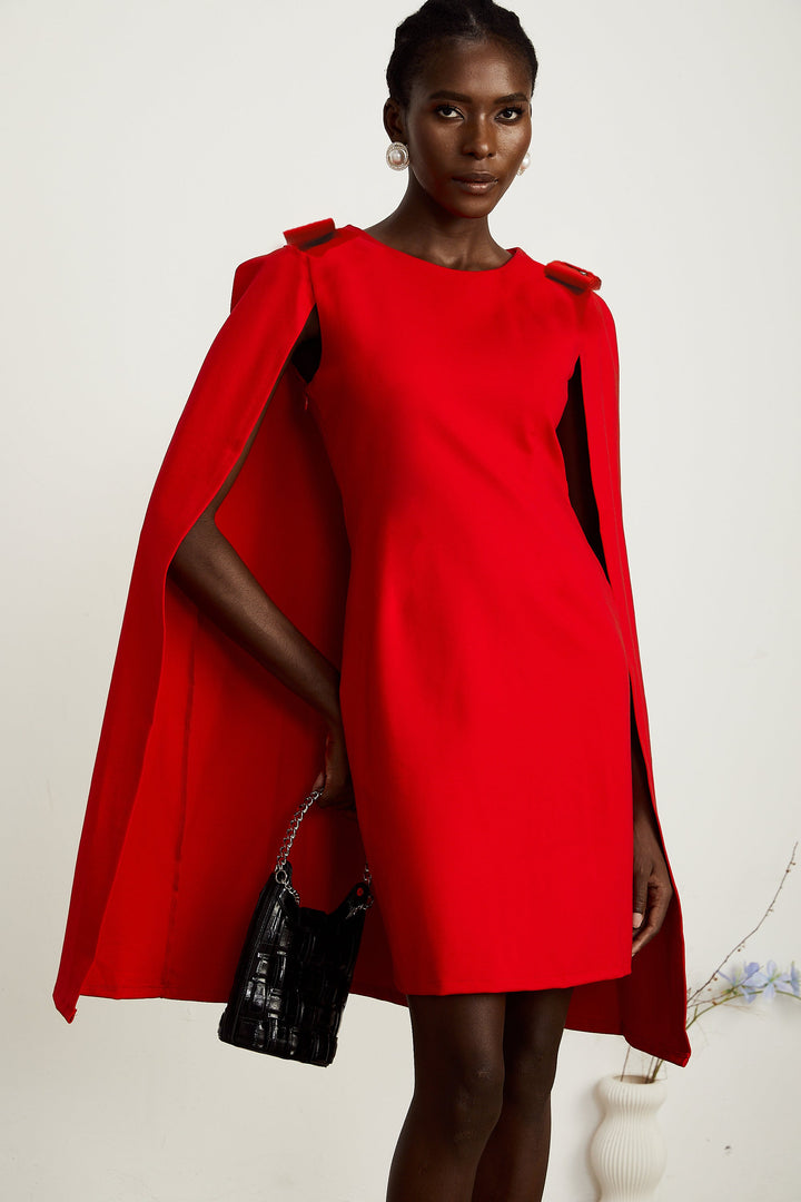 Levoire | Détail De Nœuds Rouges Cape Mini Robe
