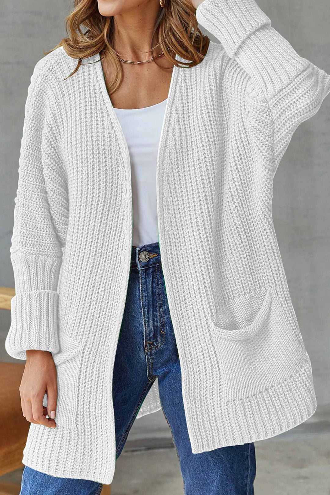 Levoire | Gilet Long À Ouverture Frontale Avec Fermeture À Nœud Pour Un Style Simple Blanc