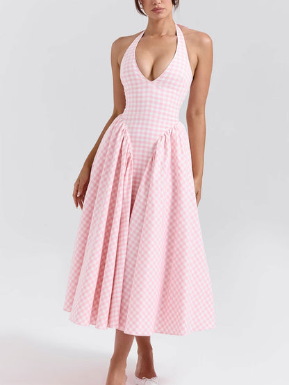 Levoire | Robe midi à encolure en V profonde Rosa