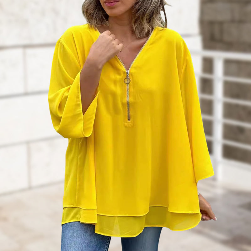 Levoire | Top En Chiffon À Fermeture Éclair Avec Décolleté En V