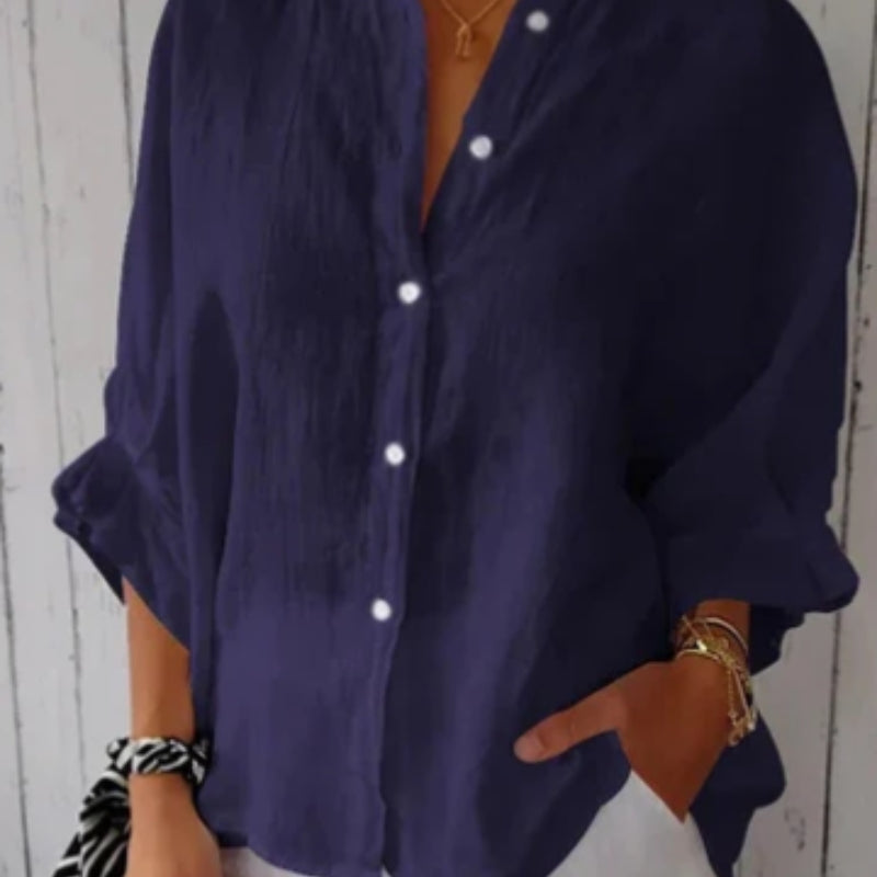 Levoire | Rennot Shirt Formé Avec Des Boutons Et Un Lien À L'Arrière Bleu foncé