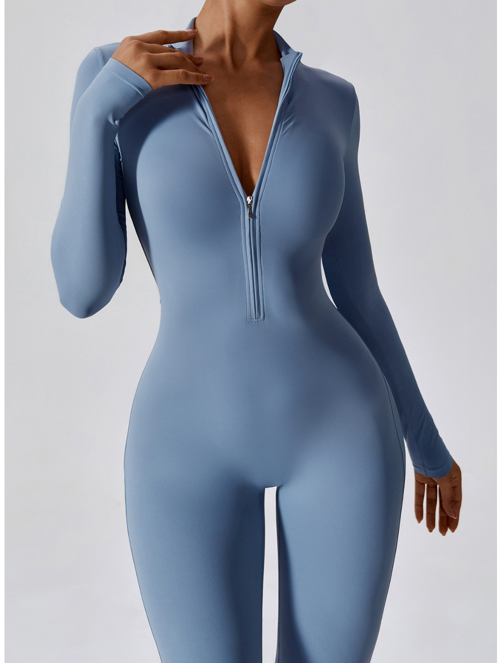 Levoire | Moulant Yoga Sweat À Capuche À Manches Longues Bleu clair