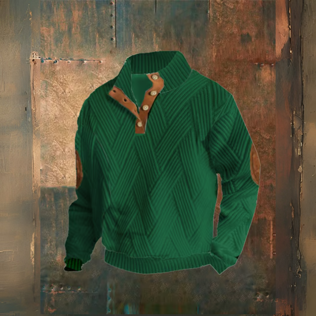 Levoire | Motif À Carreaux Pull À Boutons Décontracté Vert