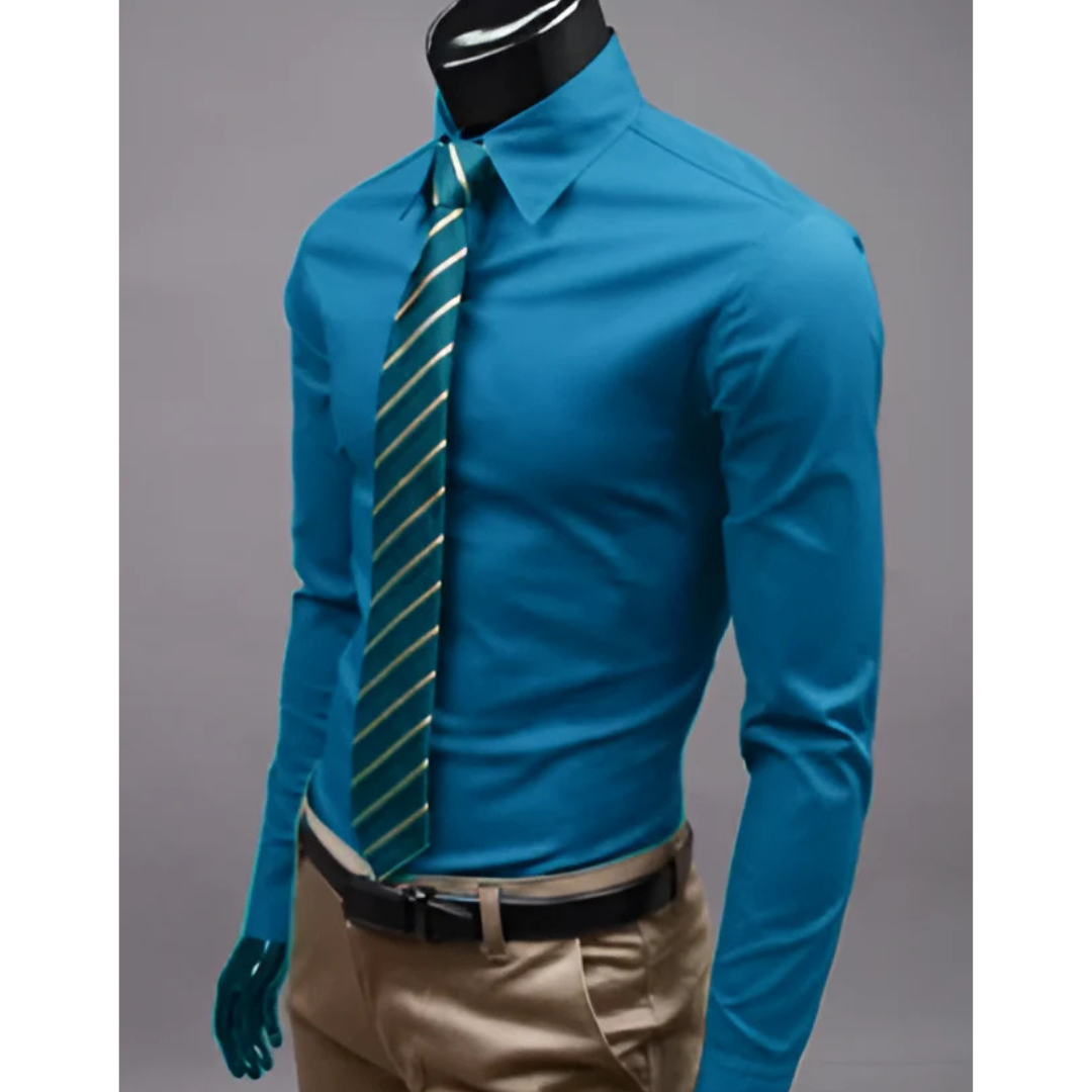 Levoire | Blouse à manches longues Slim Fit avec fermeture à boutons Bleu