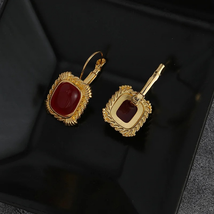 Levoire | Récolte De Vin Boucles D'Oreilles En Or Avec Gemme Rouge