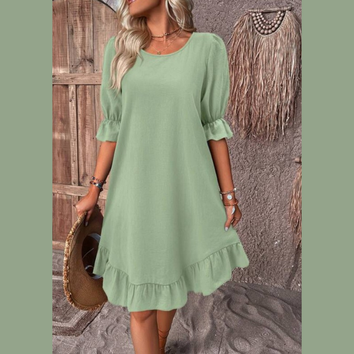 Levoire | Robe d'été avec volants Verde pistacchio