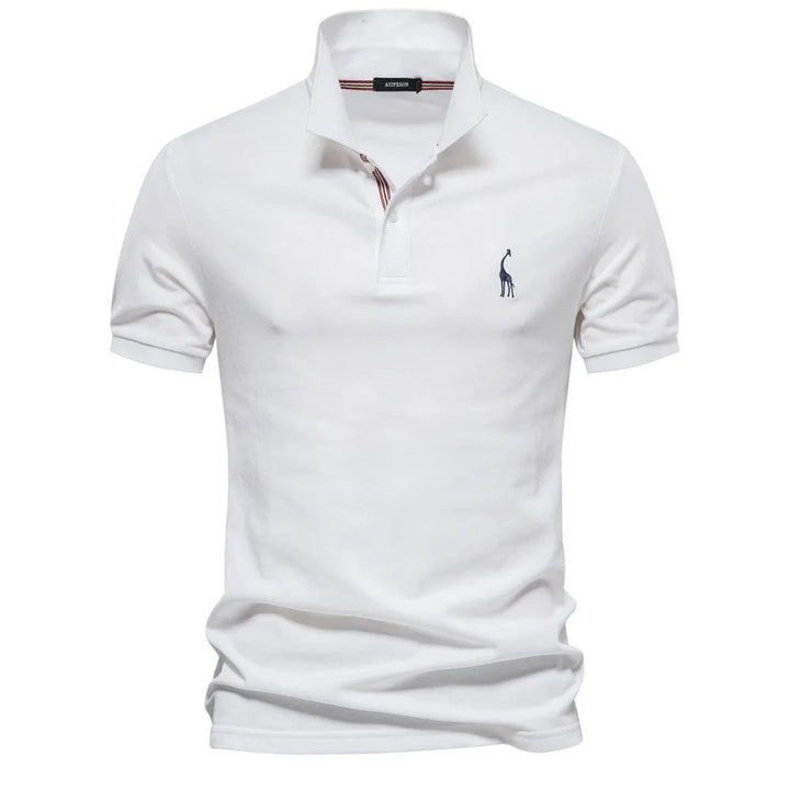 Levoire | Polo en coton luxueux avec logos de cerf Blanc