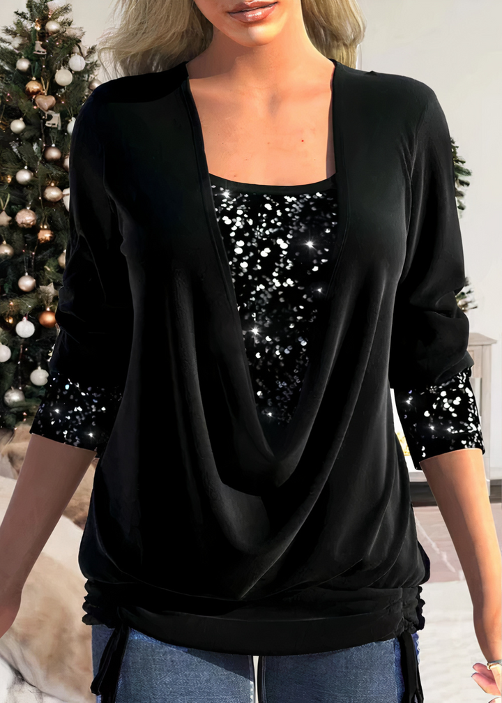 Levoire | Blouse Scintillante Pour Femmes Idéal Pour Les Occasions Festives Noir