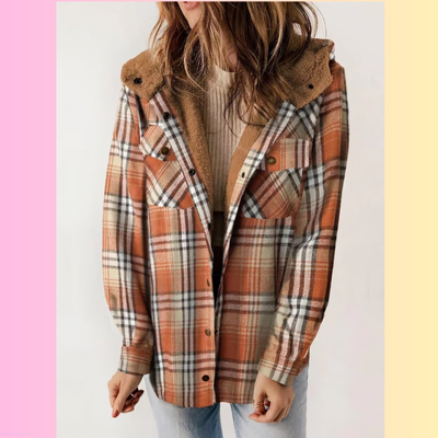 Levoire | Carreaux Manteau Capuche Orange