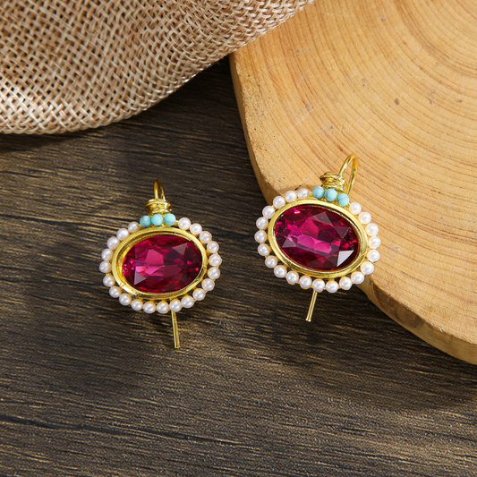 Levoire | Récolte De Vin Boucles D'Oreilles En Cristal Rouge Rot 2,9 cm